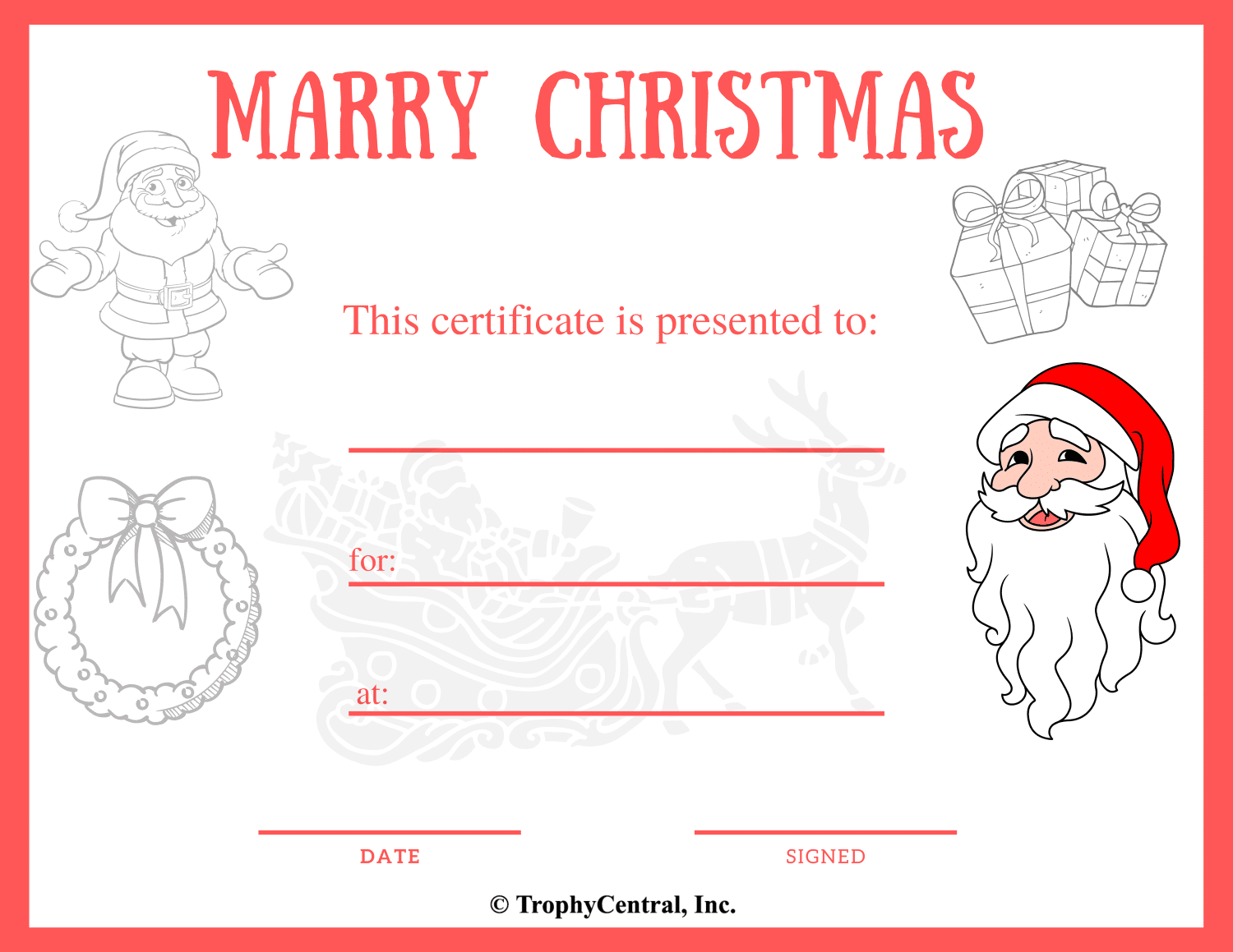 Free christmas award certificate template