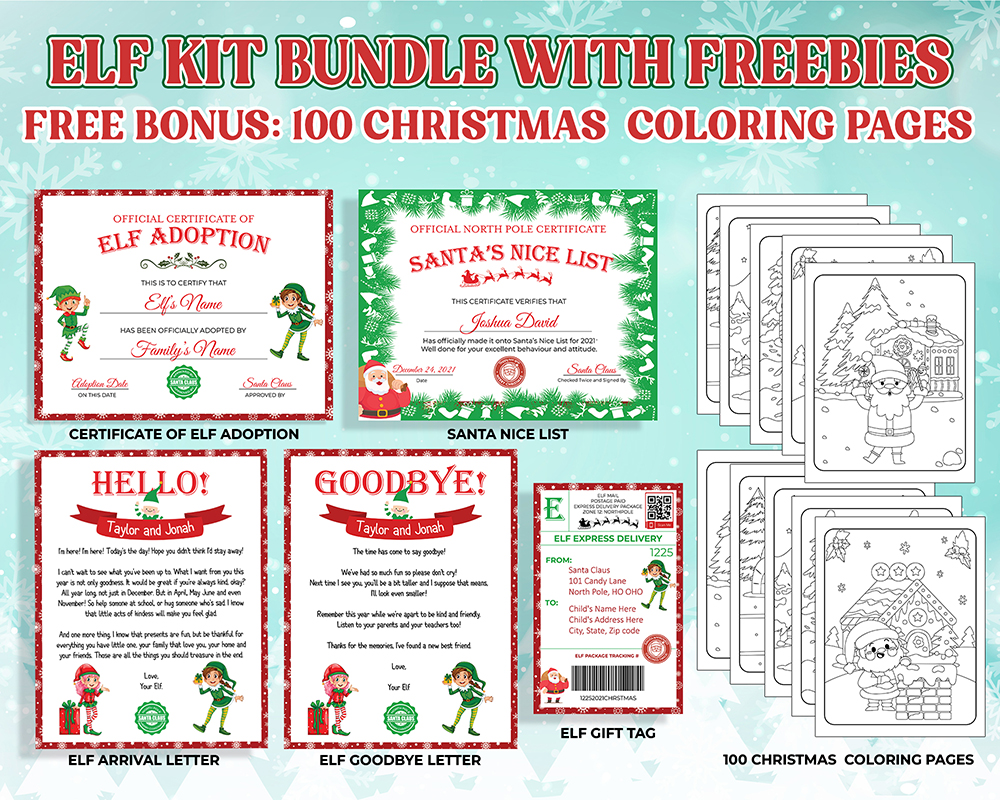 Diy elf kit bundles with free christmas coloring pages printable made by teachers