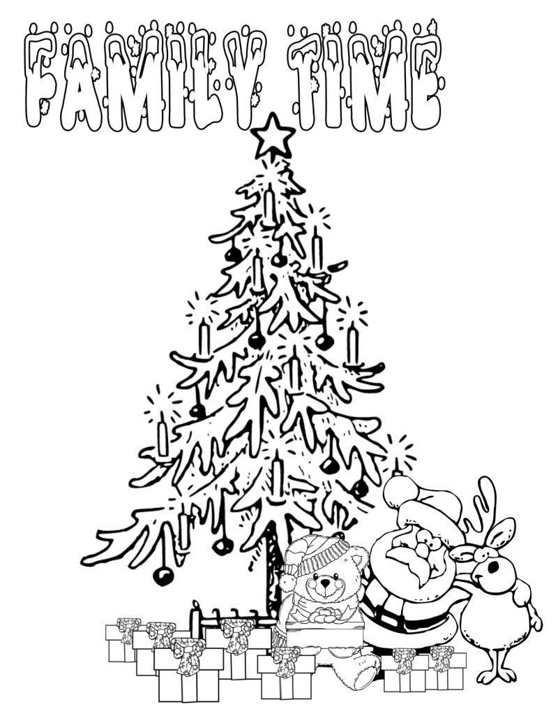 Christmas family time coloring page