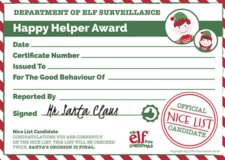 Christmas certificate template christmas rewards â elf for christmas