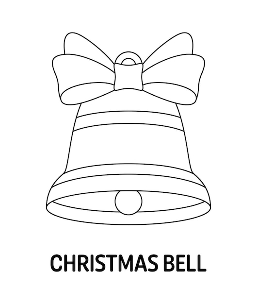 Premium vector coloring page with christmas bell for kids