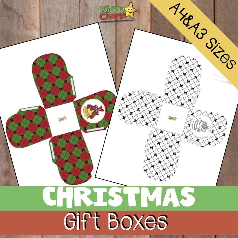 A and a christmas gift box template to colour in