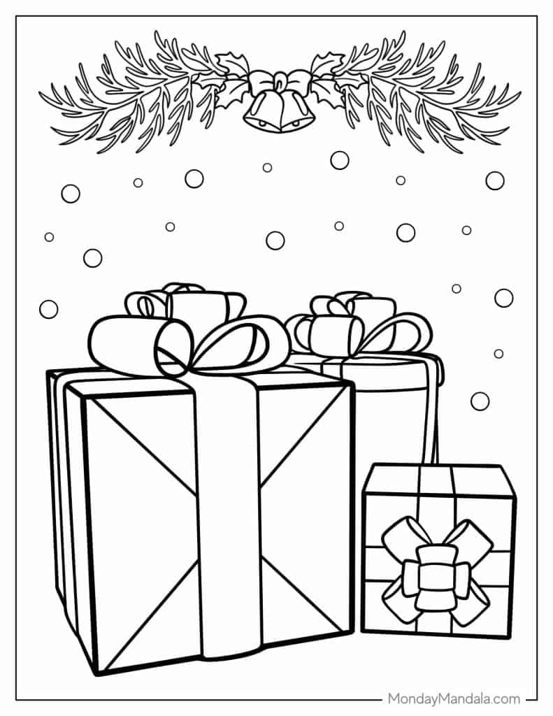 Christmas present coloring pages free pdf printables
