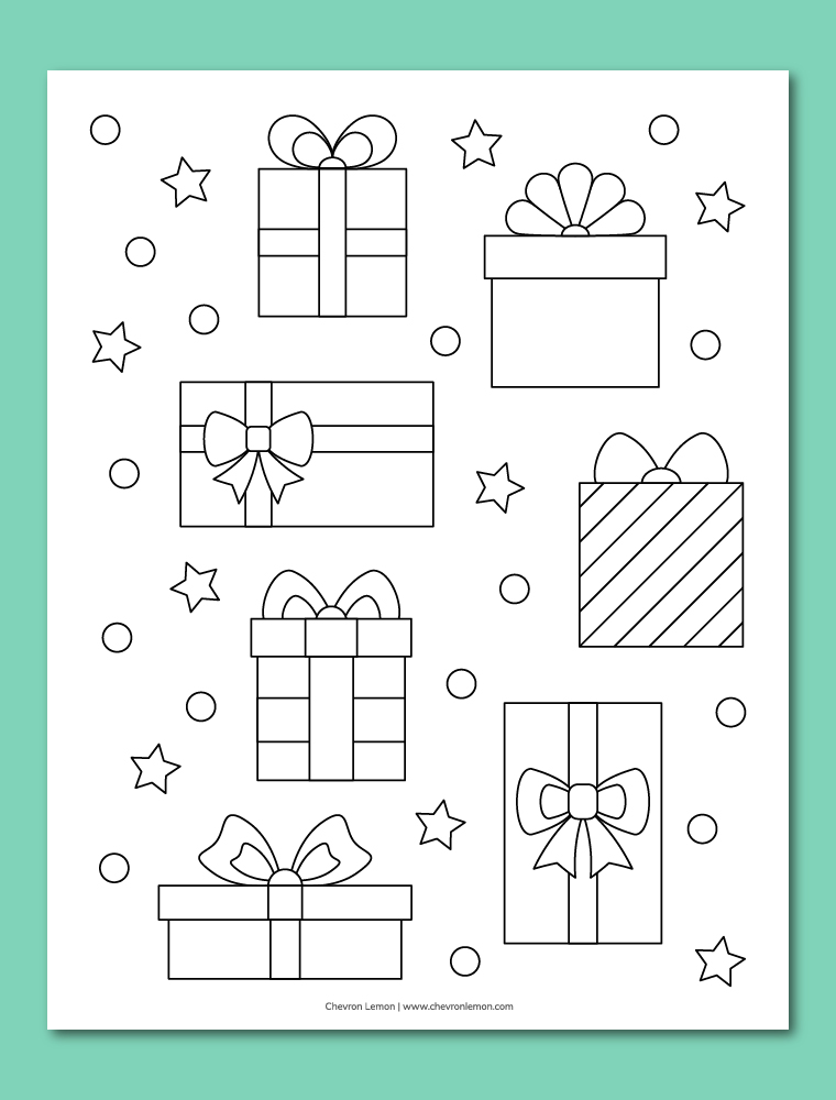 Printable gift boxes coloring page