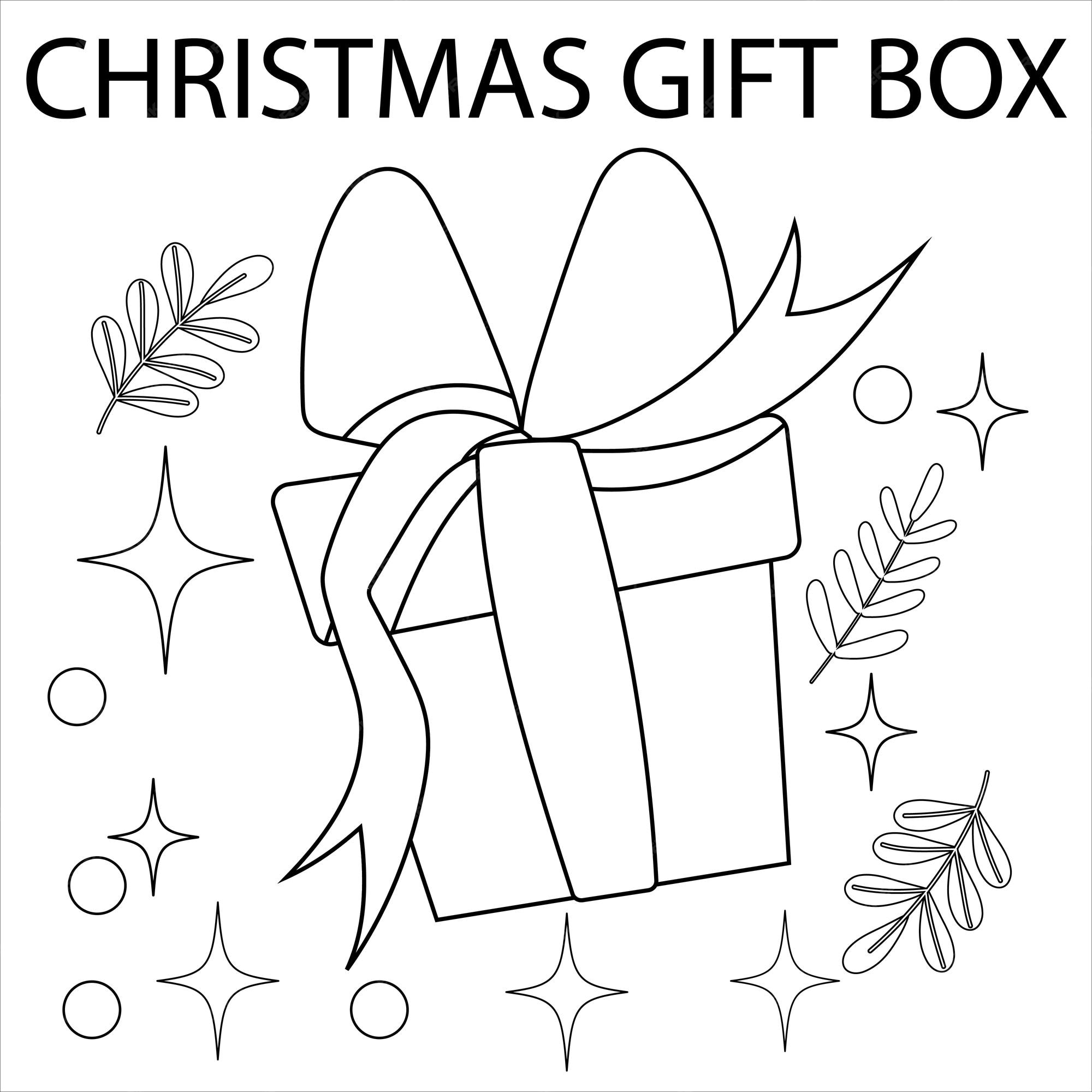 Premium vector christmas gift coloring pages