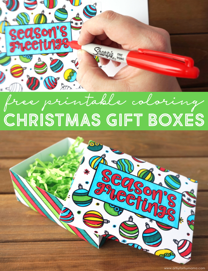 Free printable coloring christmas gift boxes artsy