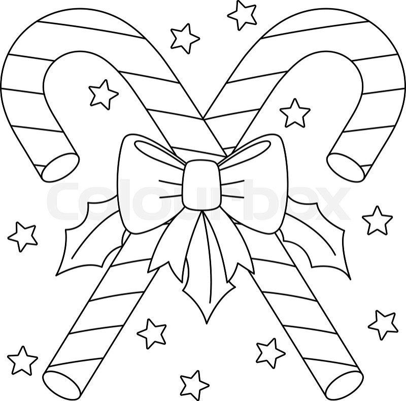 Christmas candy cane house isolated coloring page stock vector