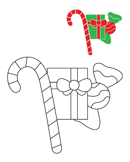 Premium vector christmas candy coloring page illustration