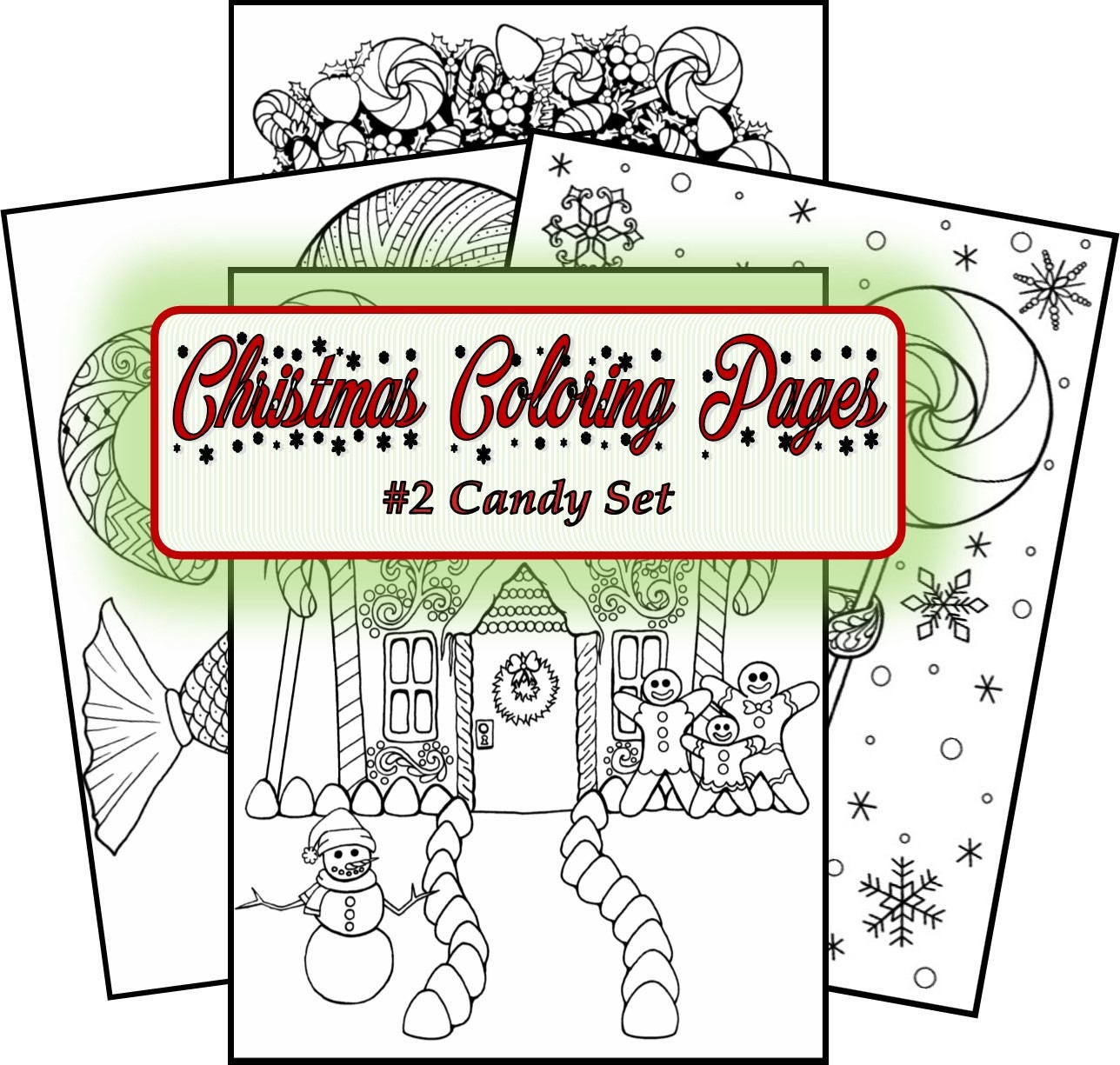 Digital download christmas coloring pages candy set