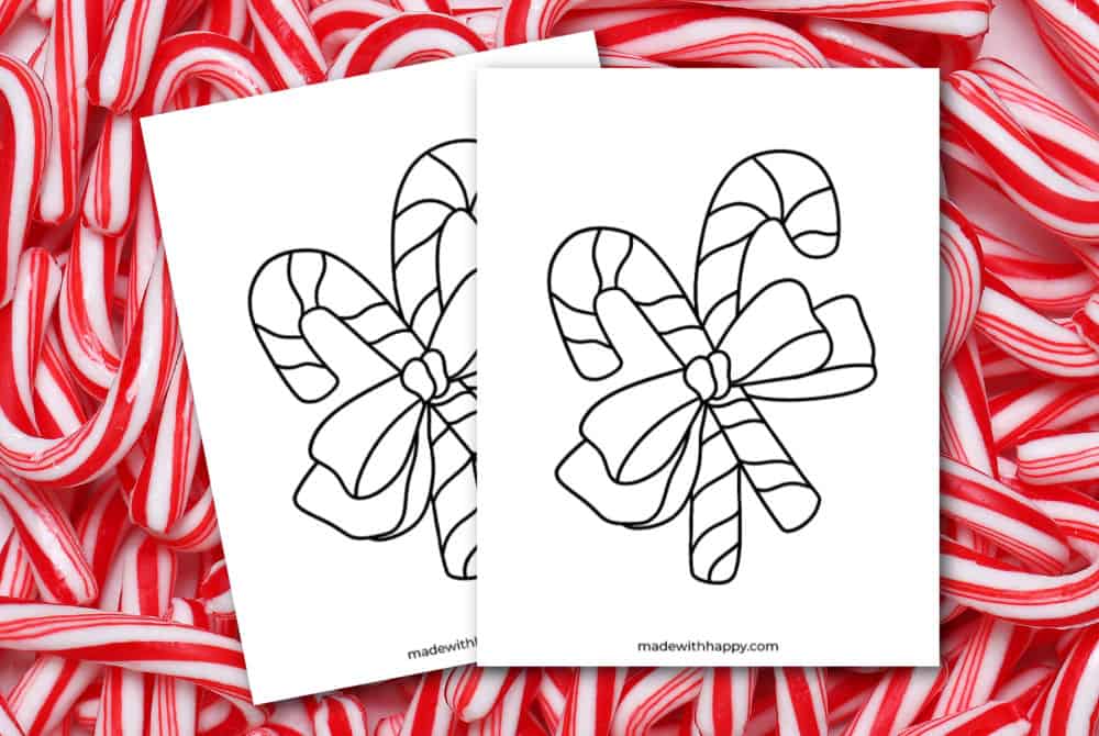 Free printable candy cane coloring page