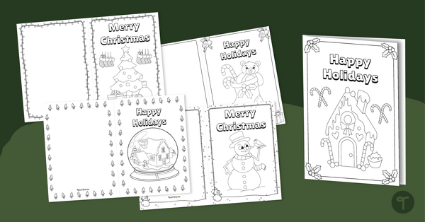 Printable christmas cards to colour teach starter