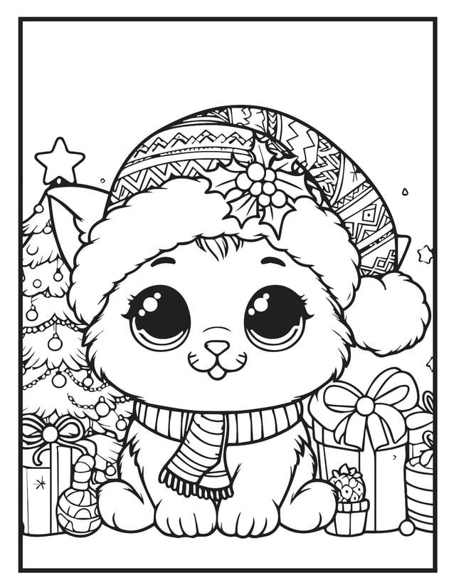 Free printable christmas cats coloring pages