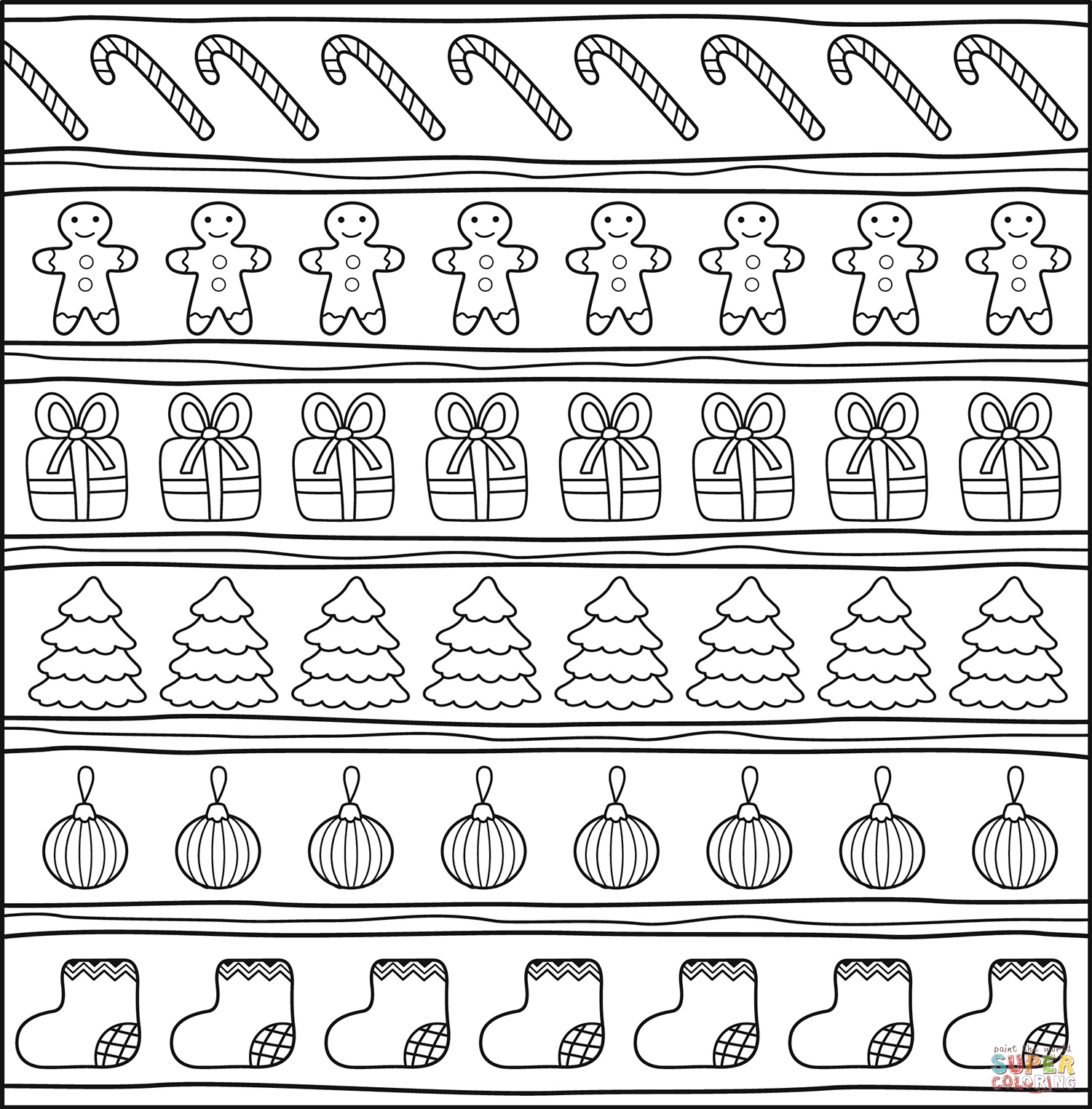 Christmas pattern coloring page free printable coloring pages