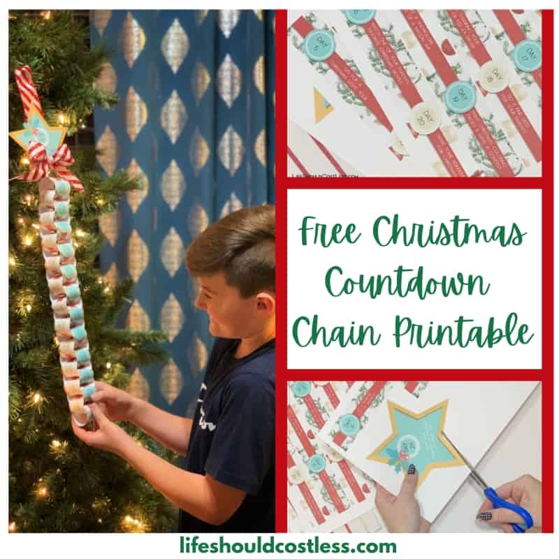 Free christmas advent countdown paper chain printable with video instructions template