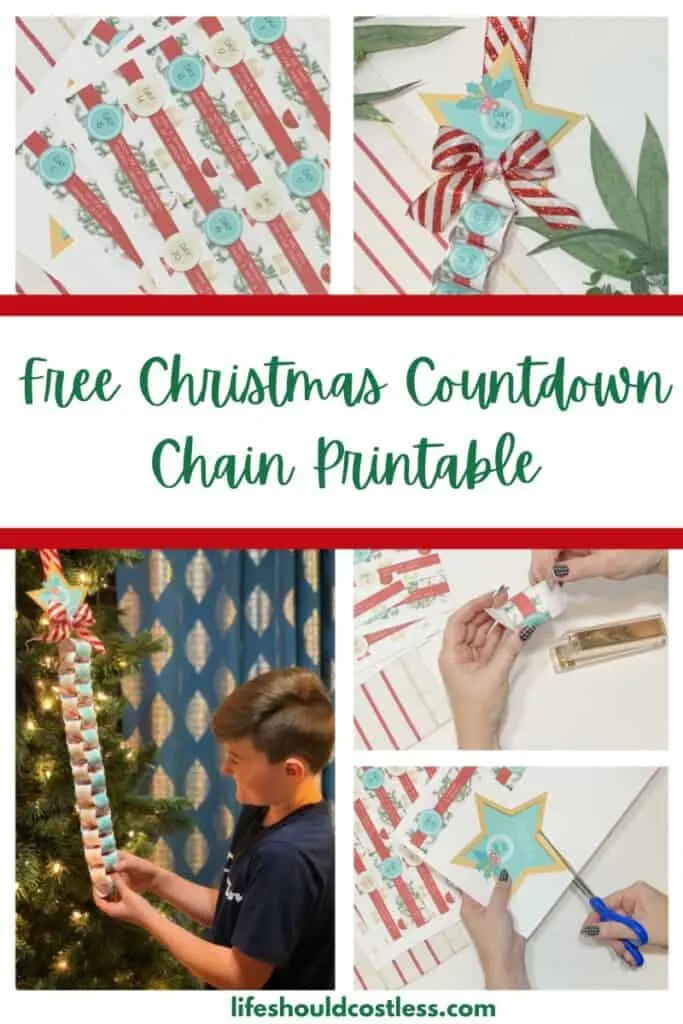 Free christmas advent countdown paper chain printable with video instructions template