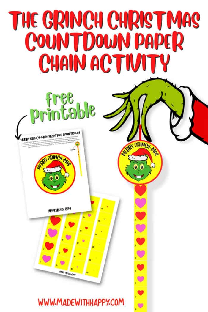 The grinch christmas countdown paper chain