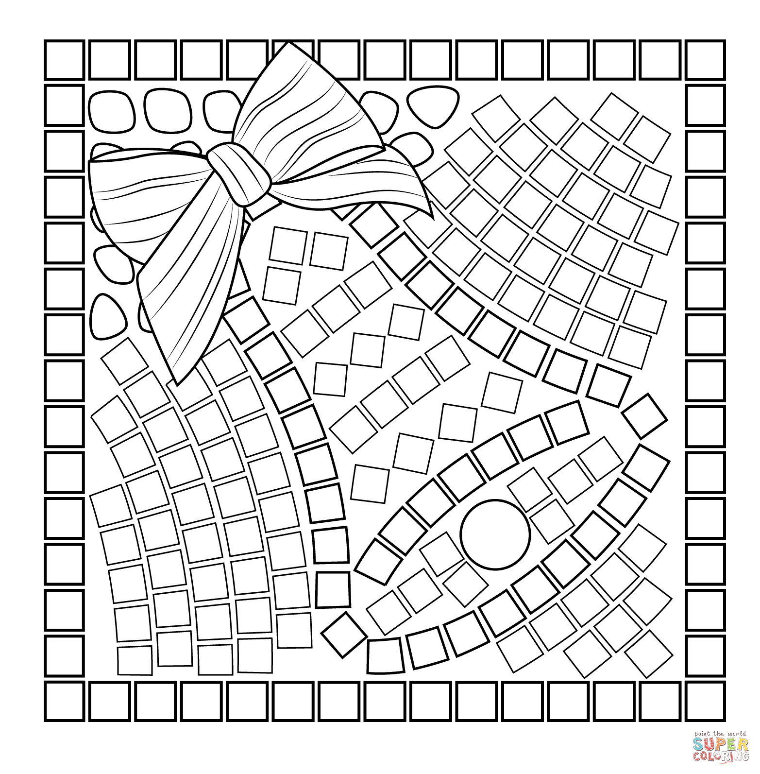 Christmas bell mosaic coloring page free printable coloring pages
