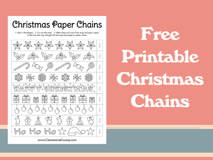 Free printable christmas chains to color clementine county