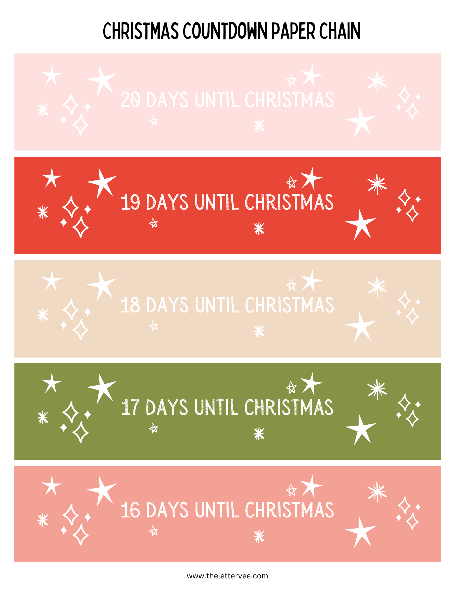 Paper chain countdown christmas â the letter vee