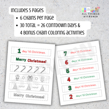 Christmas paper chain countdown until christmas printable link chain