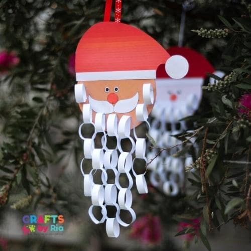 Paper chain beard santa craft printable template