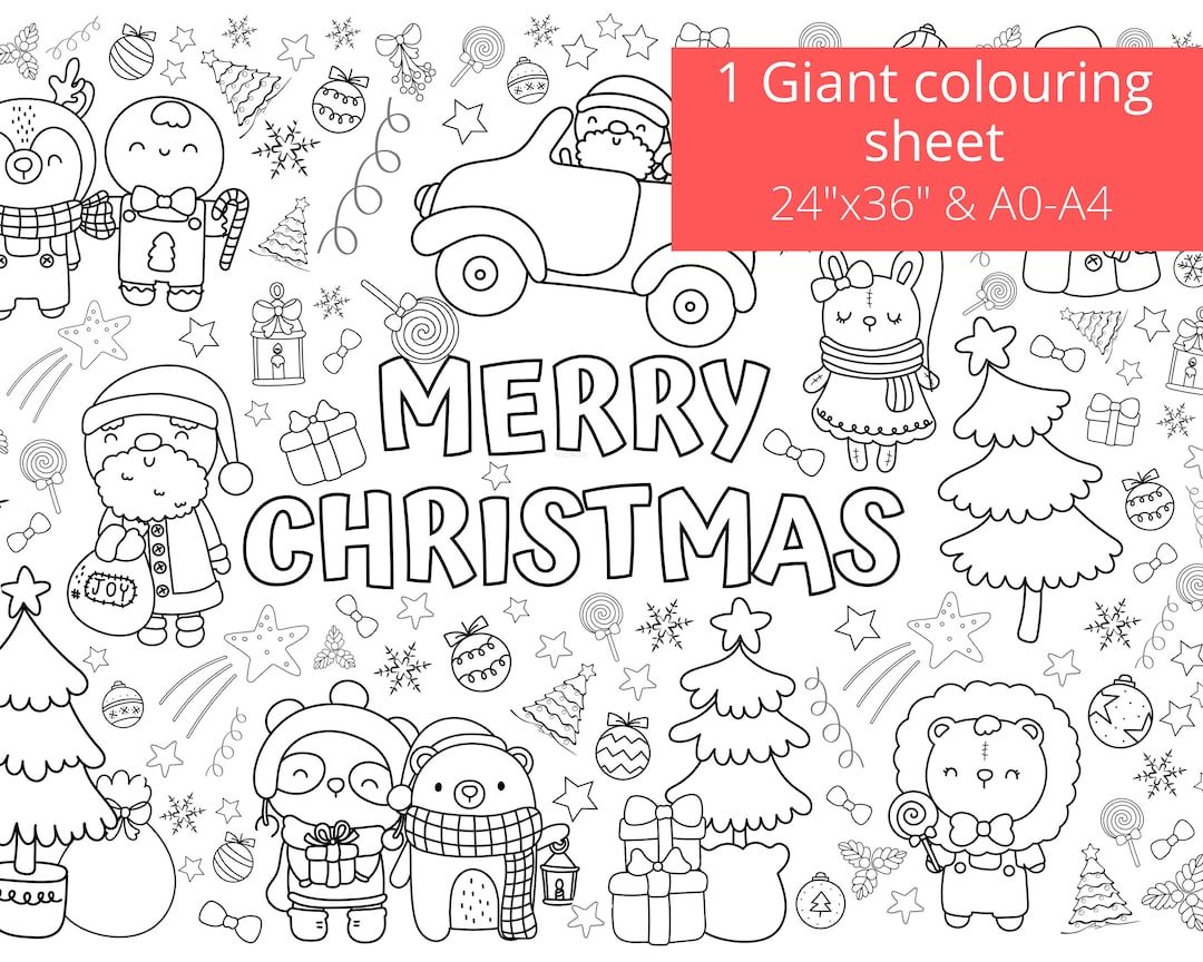 Kid giant christmas coloring page christmas colouring sheet merry christmas coloring page printable instant download a