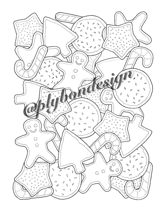 Christmas cookies coloring page digital download instant download