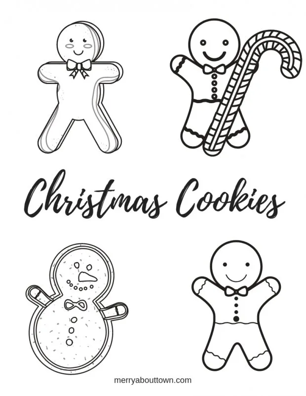 Christmas printables cookies wordsearch coloring sheet