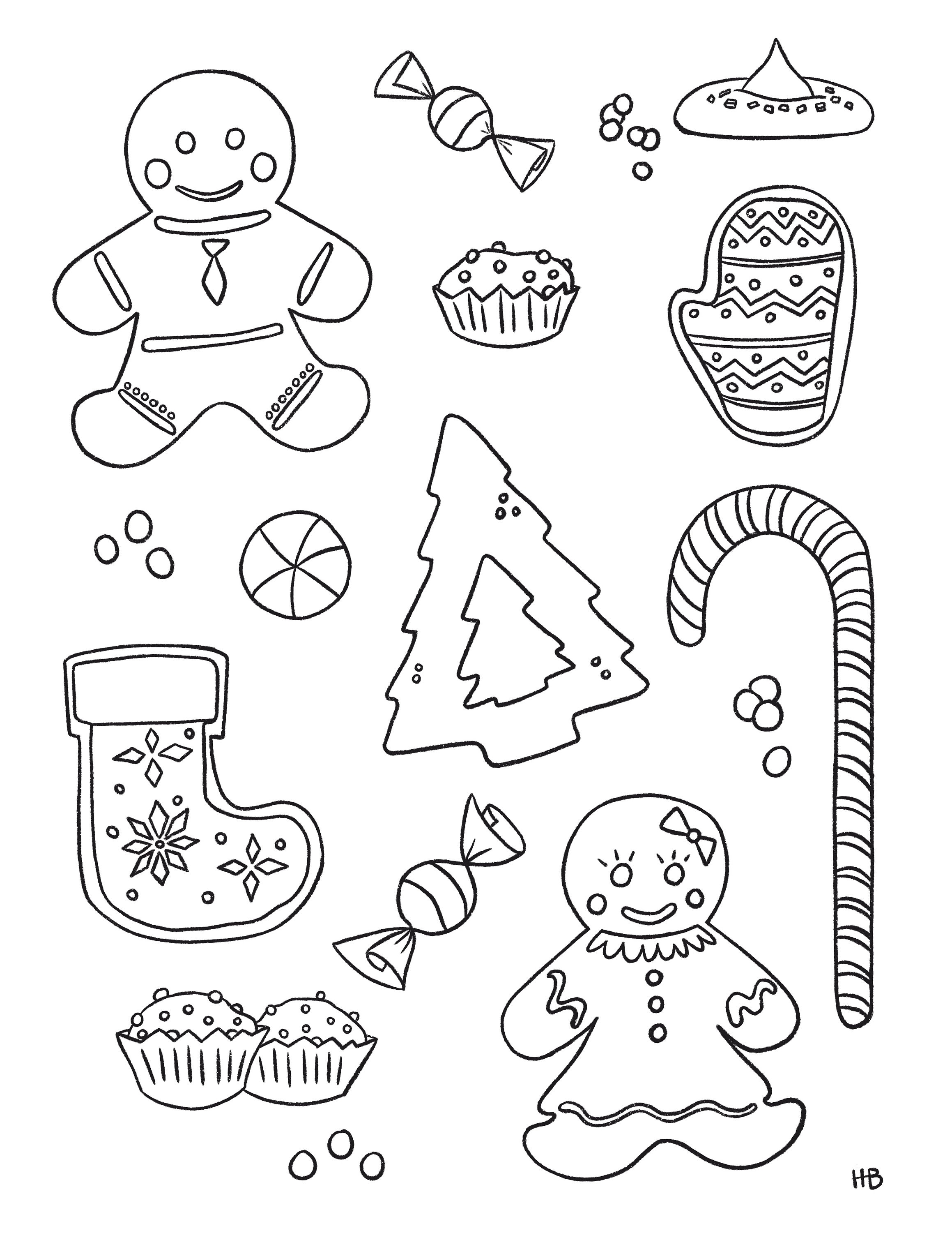 Printable christmas cookie coloring page download now