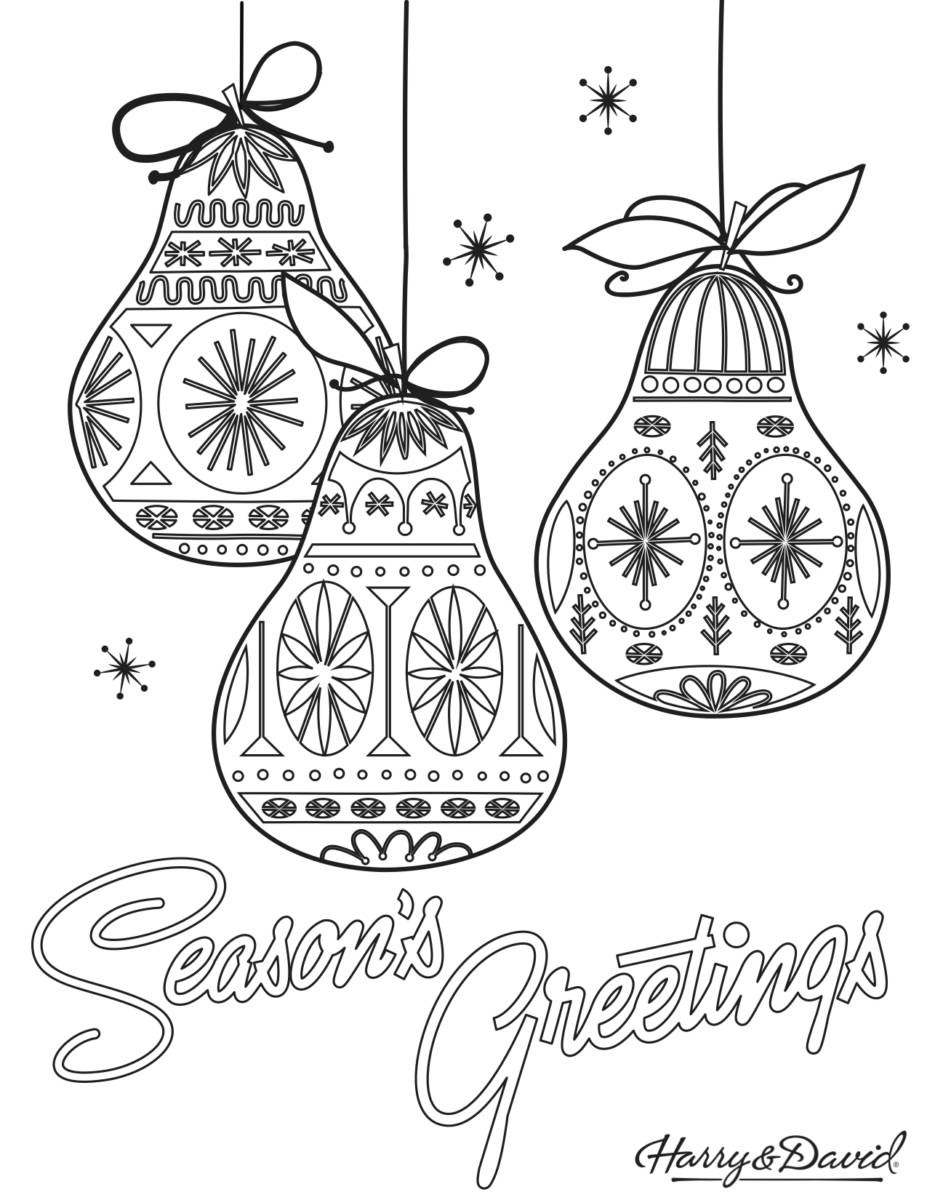 Christmas coloring pages and gift tags the table by harry david