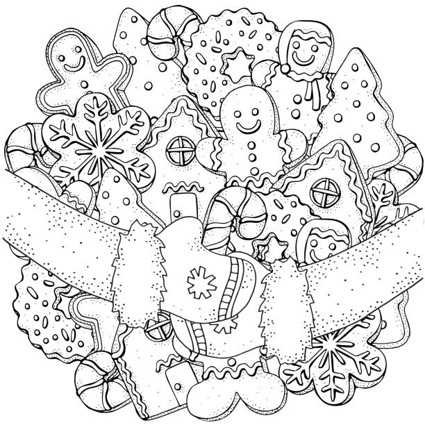 Christmas baking coloring page stock photos pictures royalty