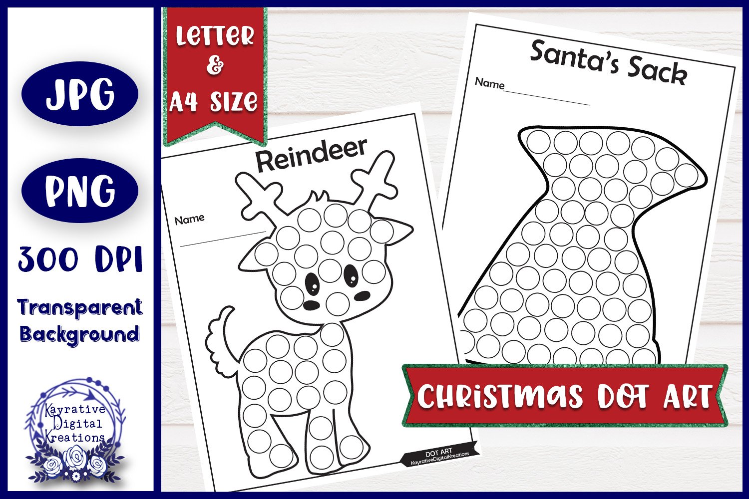 Printable christmas dot art