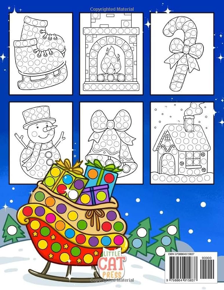 Christmas dot art cute coloring book of santa claus xmas trees reindeer decorations and more for kids ages