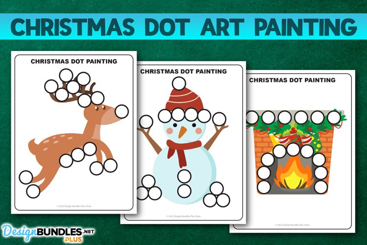Christmas color dot art painting printable worksheet