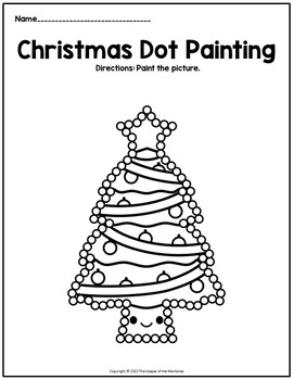 Christmas dot painting printable worksheets by the keeper of the memories