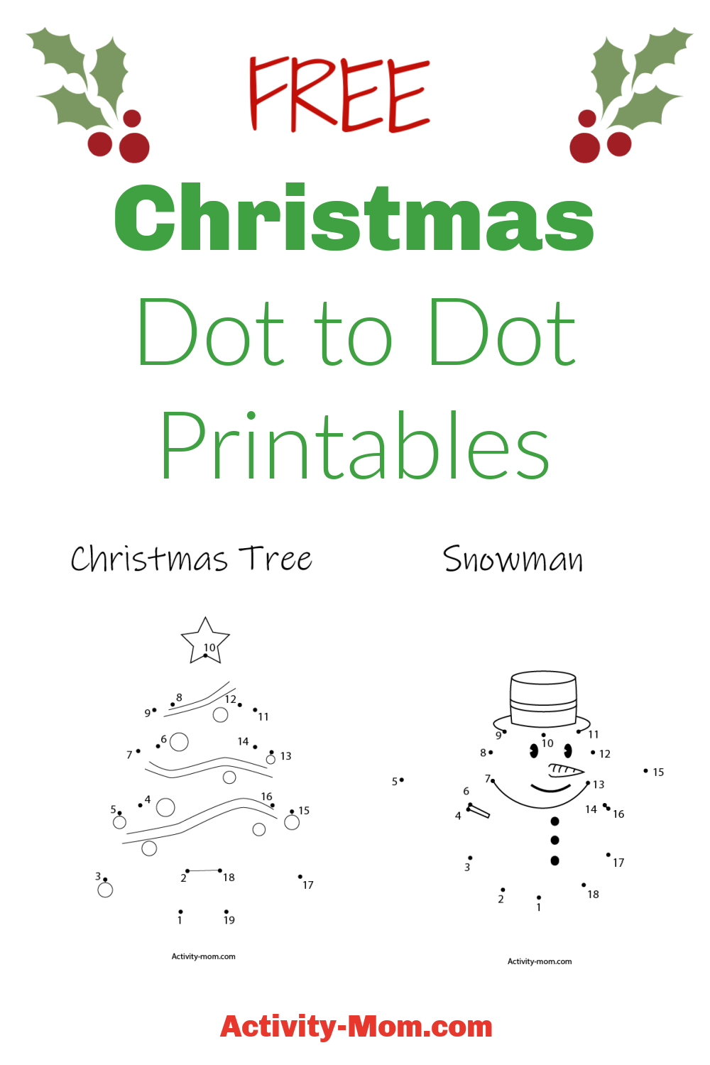 Free christmas dot to dot printables