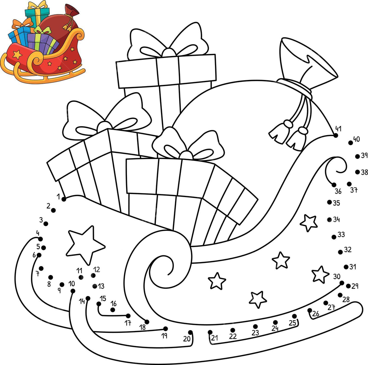 Isolated coloring page of christmas sleigh with dot to dot design vector christmas drawing ring drawing dot drawing png and vector with transparent background for free download