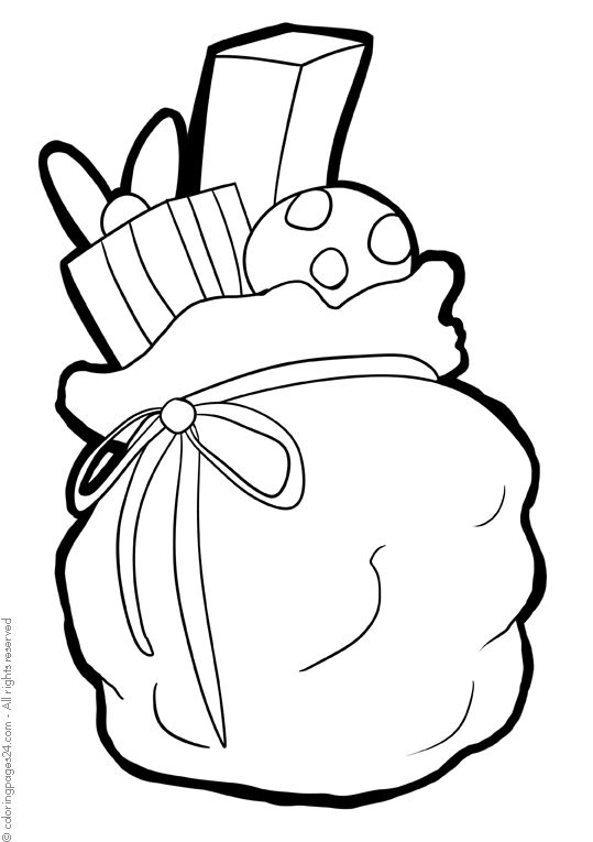 A bag full of christmas presents coloring pages
