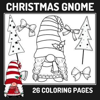 Christmas gnome coloring coloring pages by teachers helper