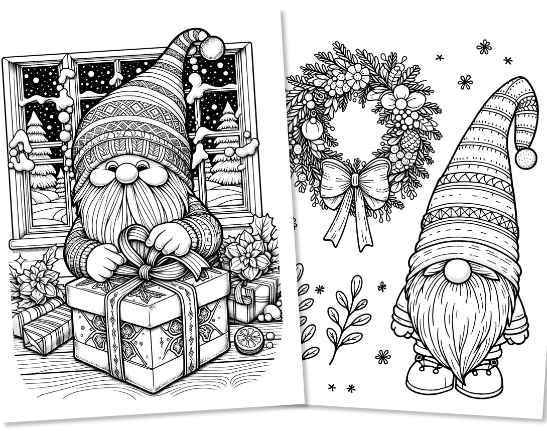 Christmas gnomes coloring pages