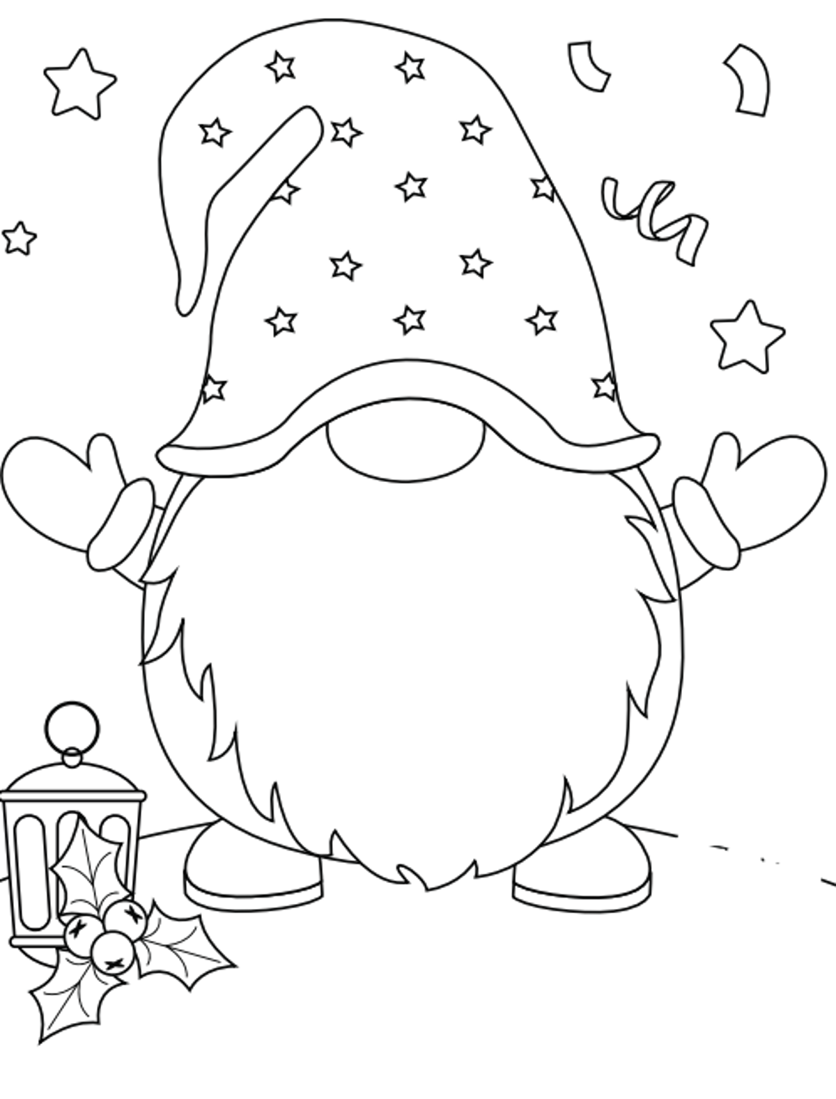 Free printable cute christmas gnome coloring pages