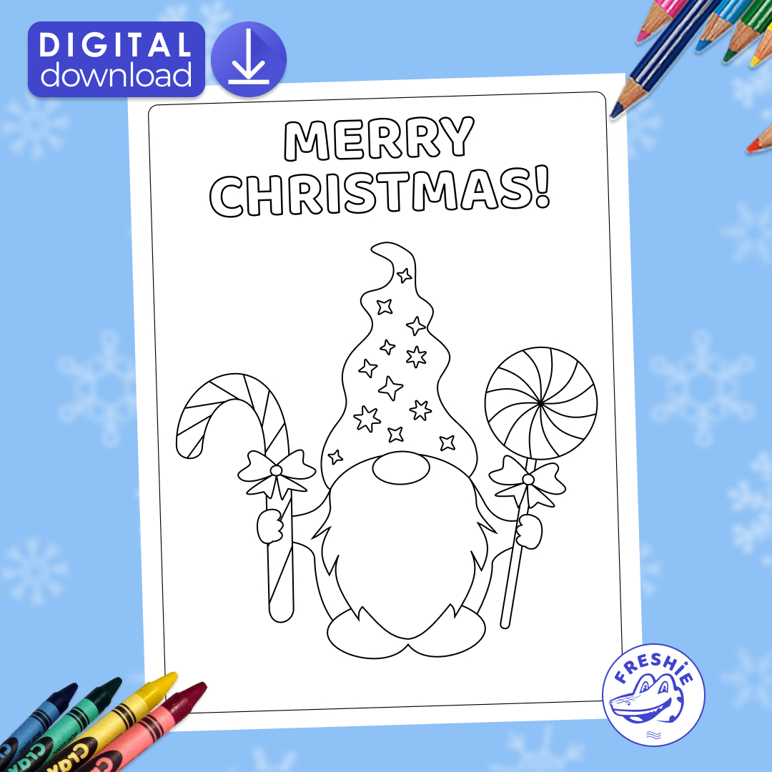 Christmas gnome coloring page for kids