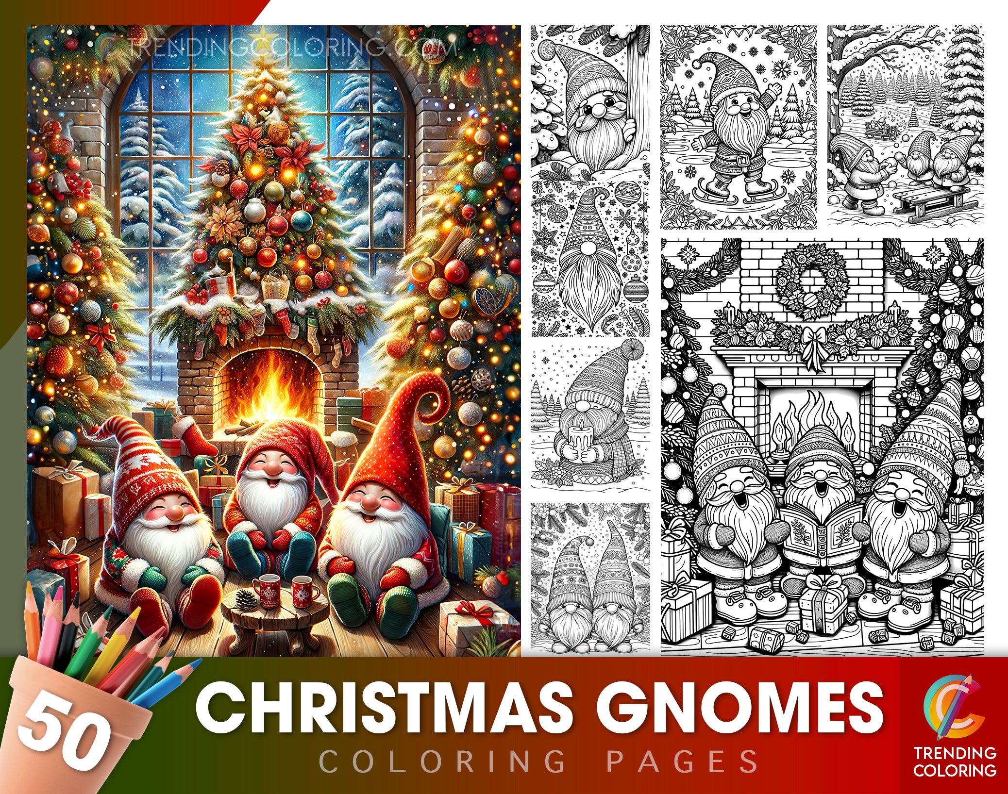 Christmas gnomes coloring pages