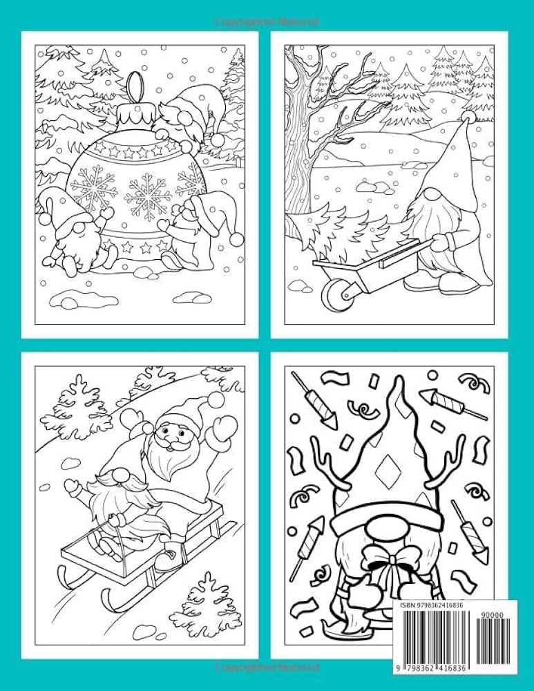 Christmas gnomes coloring book fun and easy christmas coloring pages with cute gnome santa winter scenes and more fun elements to color gifts for christmas activity pensive books