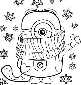 Minions with new year coloring pages