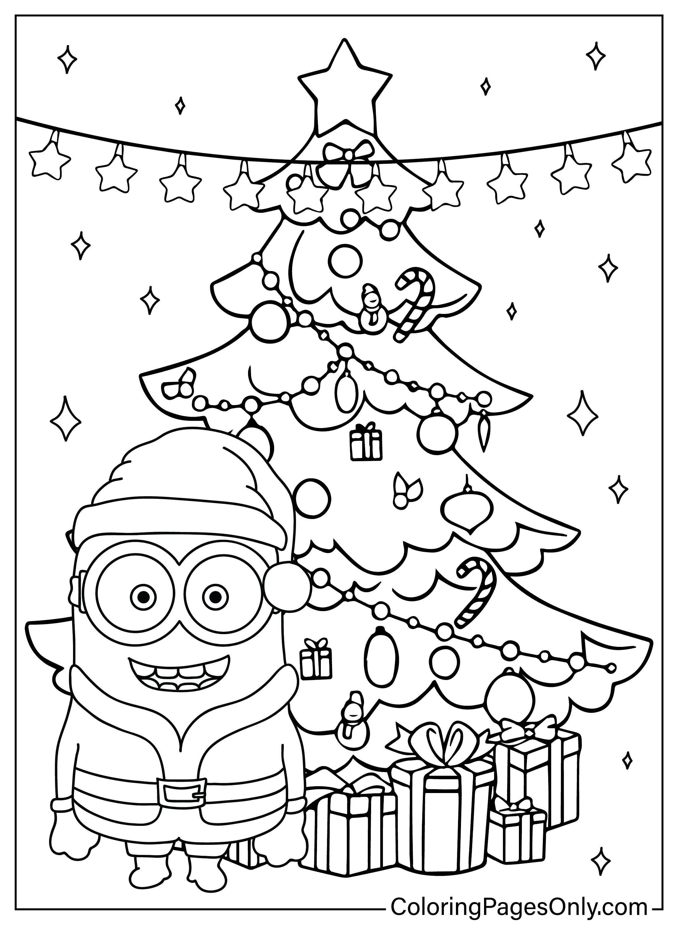 Christmas minion coloring page