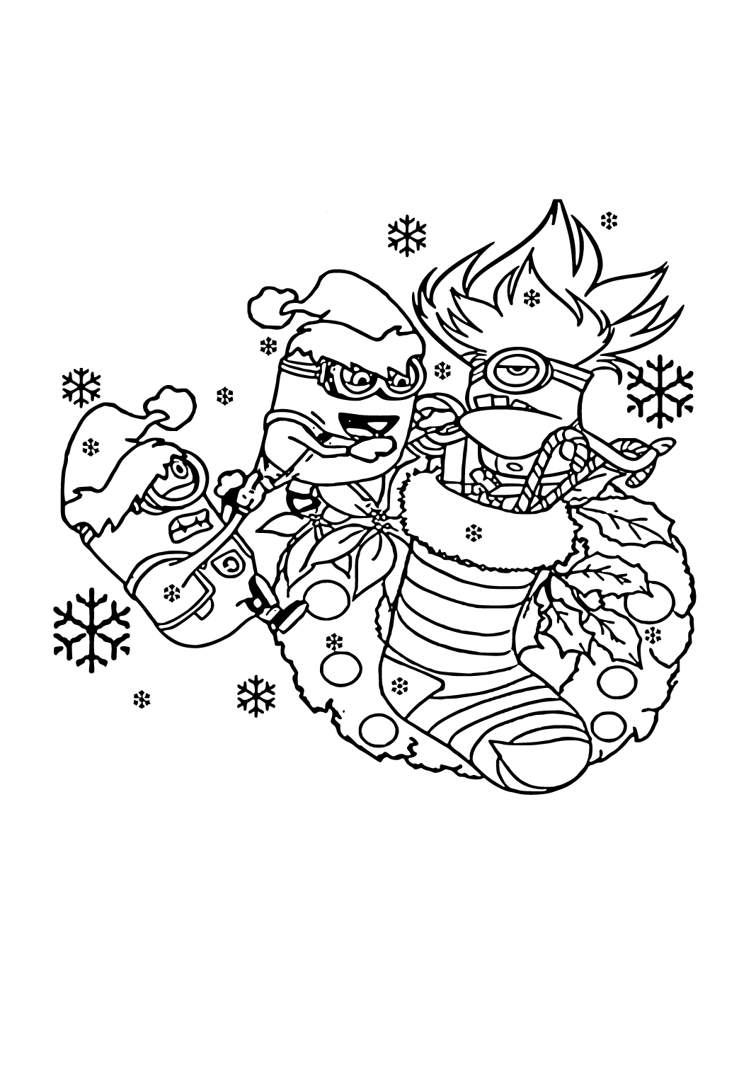 Free printable december minions coloring page sheet and picture for adults and kids girls and boys