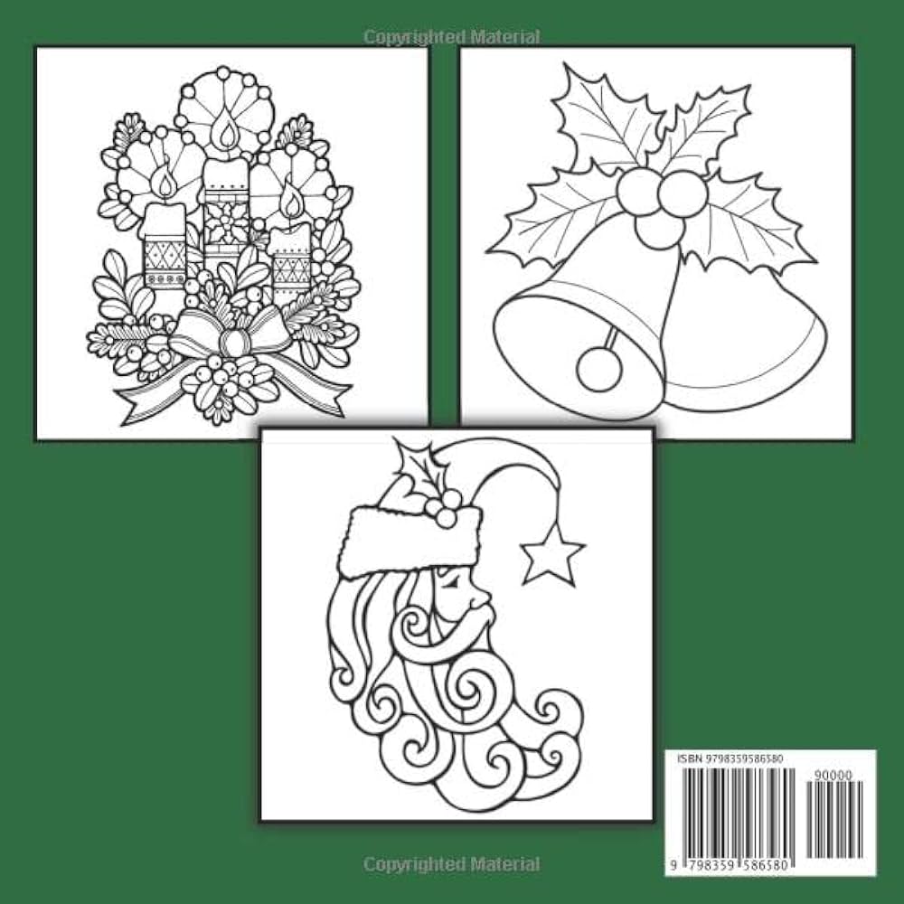 Christmas bold and easy large print coloring book simple bold and large print illustrations of christmas season for seniors kids adults beginners to color for stress relief and relaxation