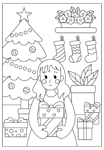 Premium vector printable christmas coloring page for kids activity