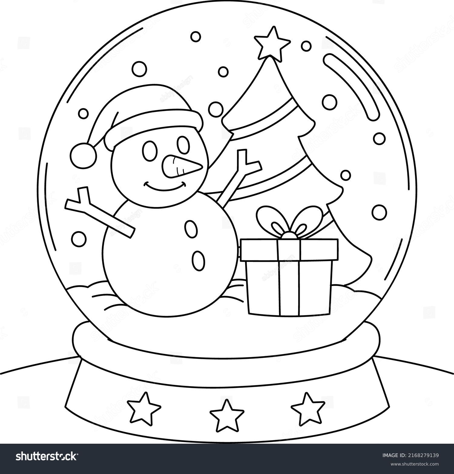 Christmas snow globe coloring page kids stock vector royalty free